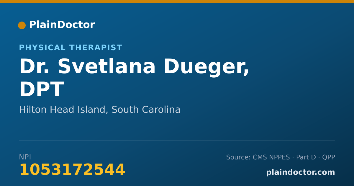 Shareable card for Svetlana Dueger, DPT - Physical Therapist, Hilton Head Island, SC
