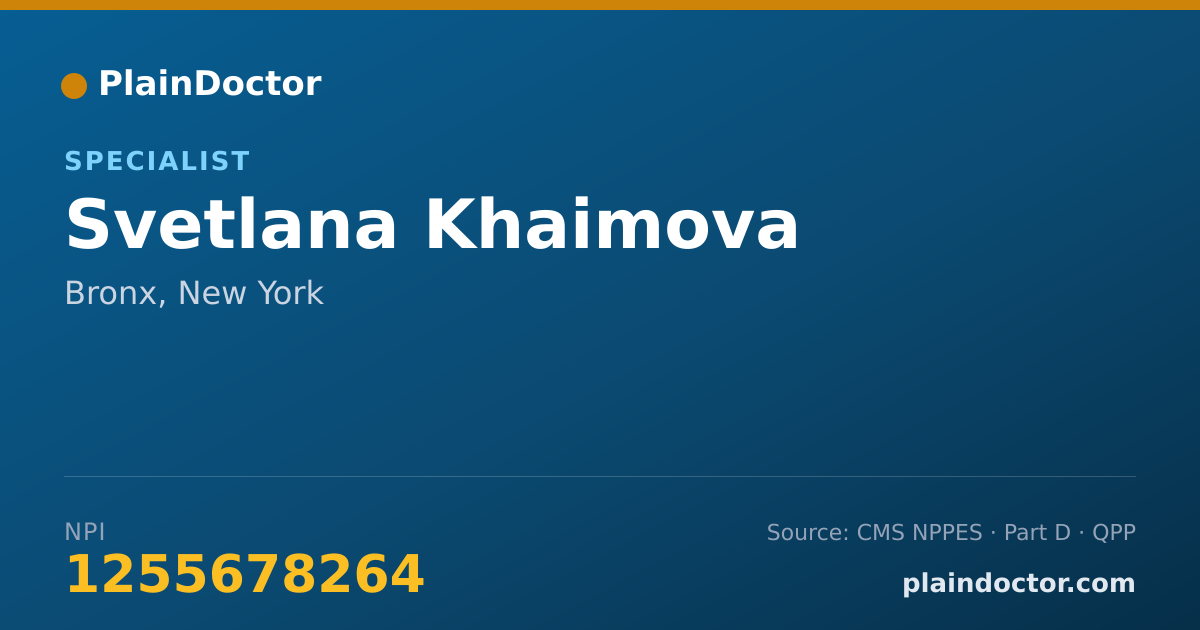 Shareable card for Svetlana Khaimova - Specialist, Bronx, NY
