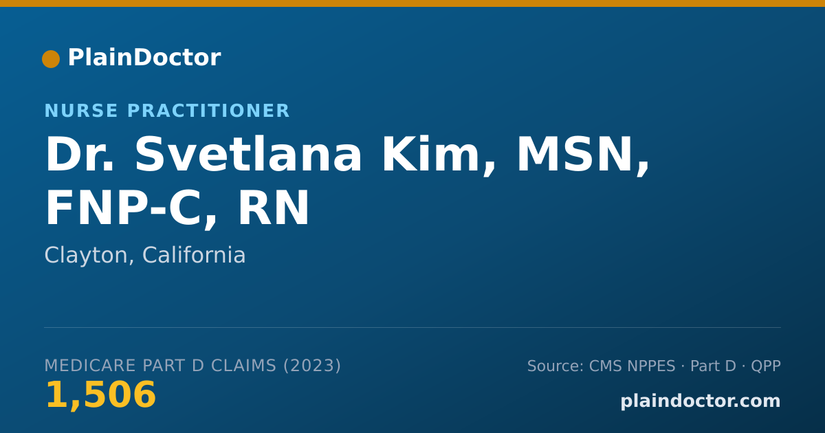 Shareable card for Svetlana Kim, MSN, FNP-C, RN - Nurse Practitioner, Clayton, CA