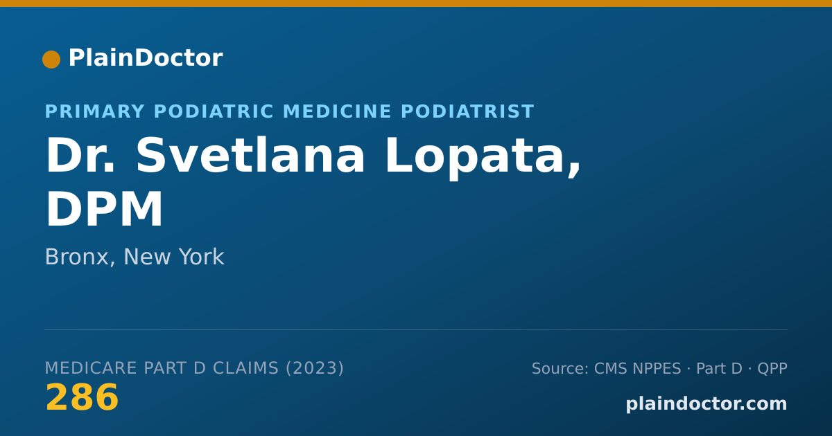 Shareable card for Svetlana Lopata, DPM - Primary Podiatric Medicine Podiatrist, Bronx, NY