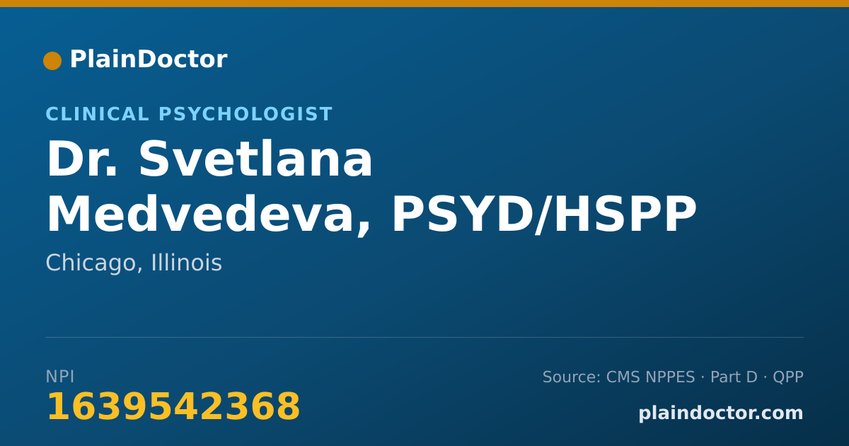 Shareable card for Svetlana Medvedeva, PSYD/HSPP - Clinical Psychologist, Chicago, IL