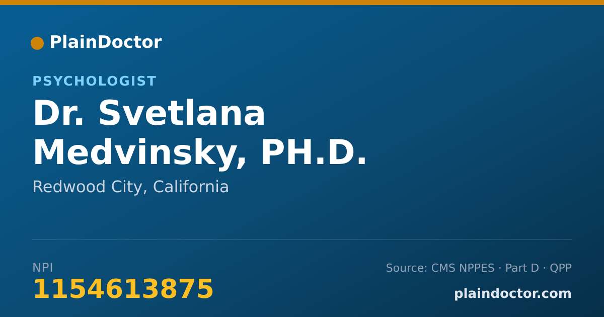 Shareable card for Svetlana Medvinsky, PH.D. - Psychologist, Redwood City, CA