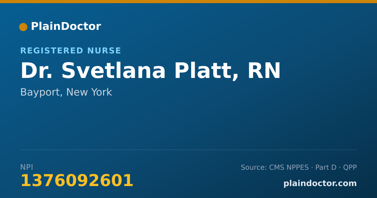 Shareable card for Svetlana Platt, RN - Registered Nurse, Bayport, NY