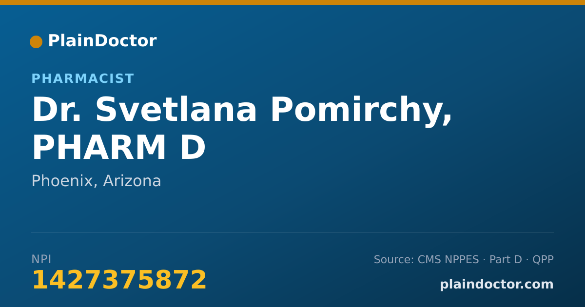 Shareable card for Svetlana Pomirchy, PHARM D - Pharmacist, Phoenix, AZ