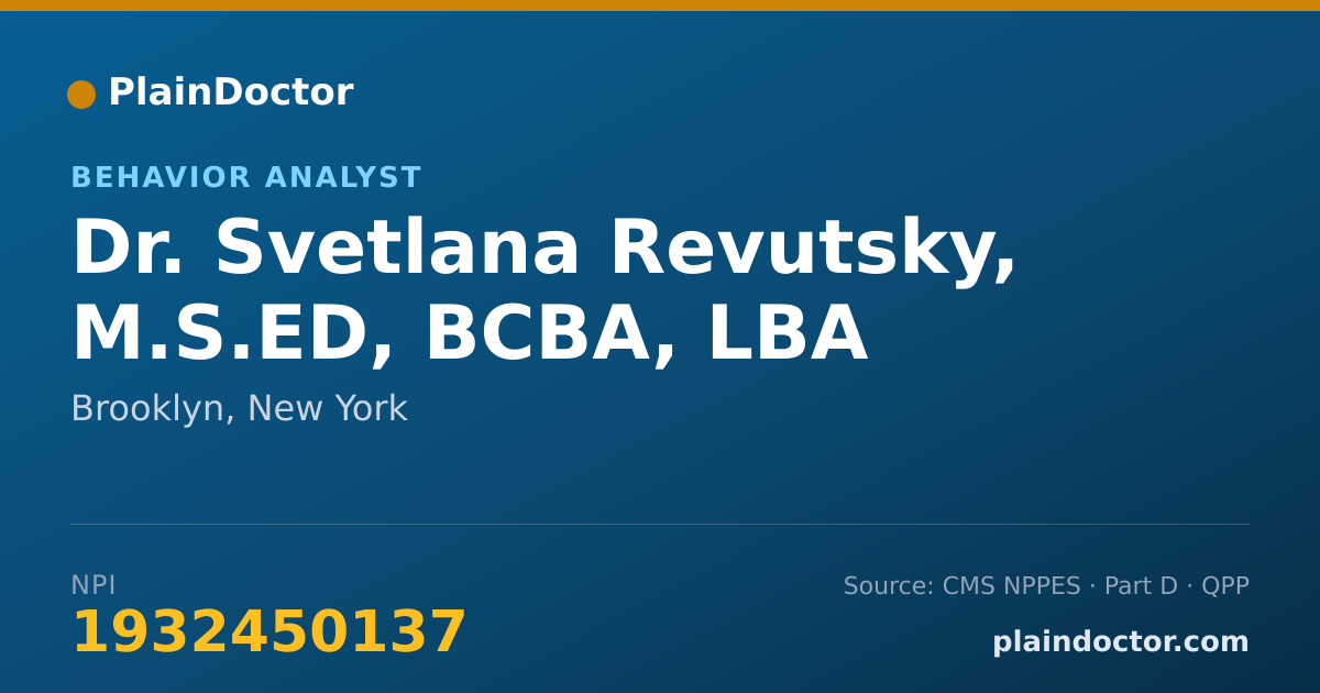 Shareable card for Svetlana Revutsky, M.S.ED, BCBA, LBA - Behavior Analyst, Brooklyn, NY