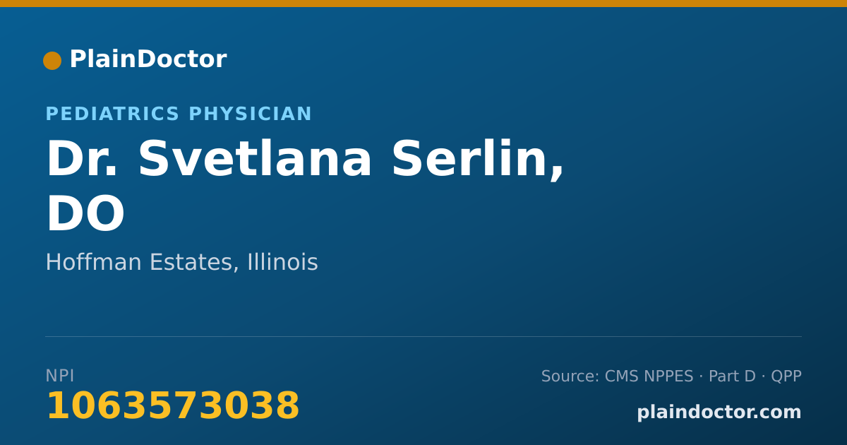 Shareable card for Svetlana Serlin, DO - Pediatrics Physician, Hoffman Estates, IL