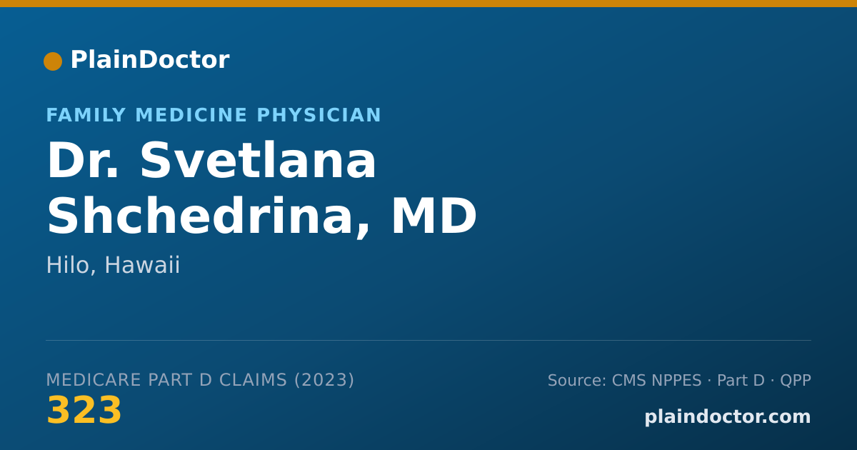 Shareable card for Svetlana Shchedrina, MD - Family Medicine Physician, Hilo, HI