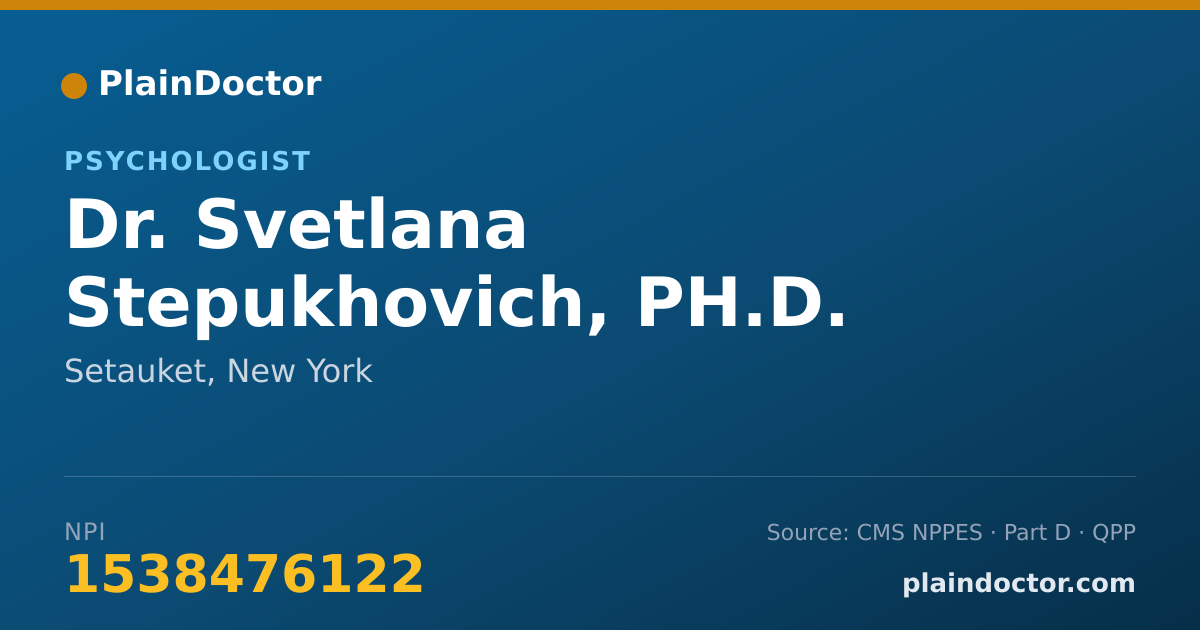 Shareable card for Svetlana Stepukhovich, PH.D. - Psychologist, Setauket, NY