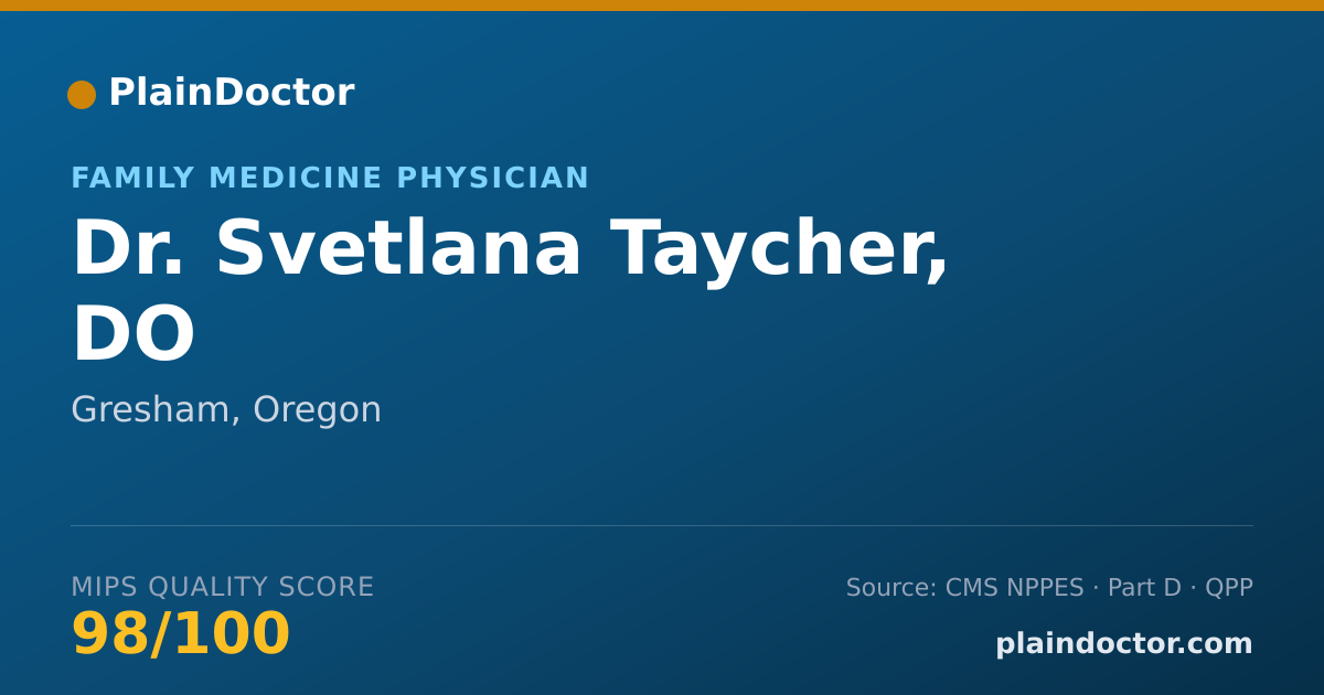 Shareable card for Svetlana Taycher, DO - Family Medicine Physician, Gresham, OR