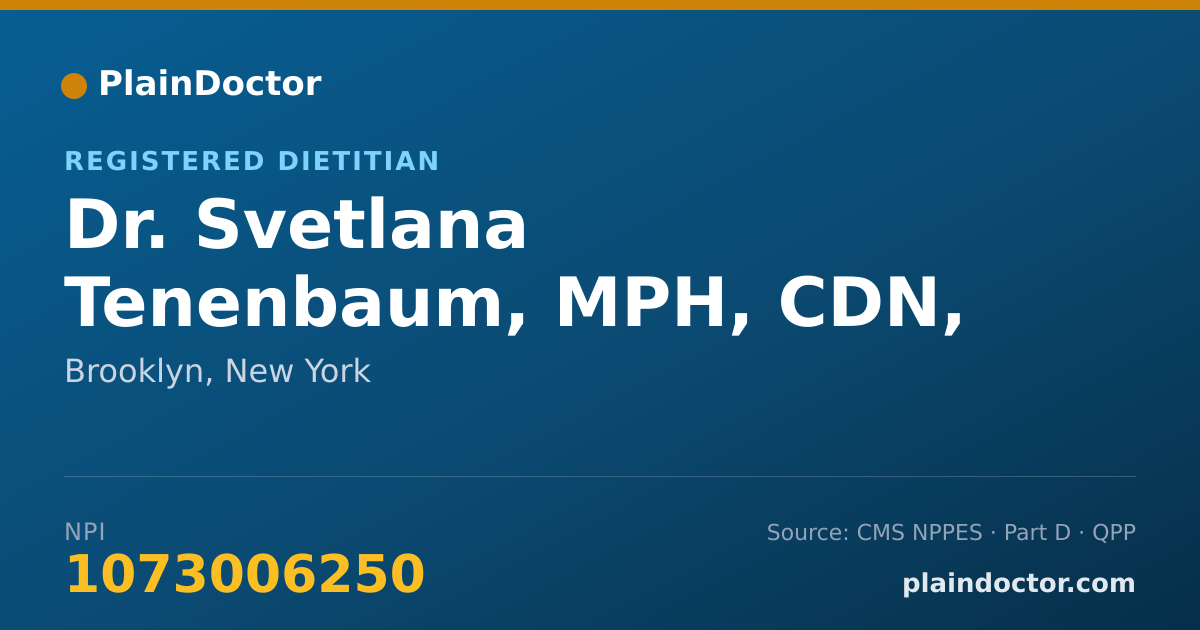 Shareable card for Svetlana Tenenbaum, MPH, CDN, IBCLC - Registered Dietitian, Brooklyn, NY