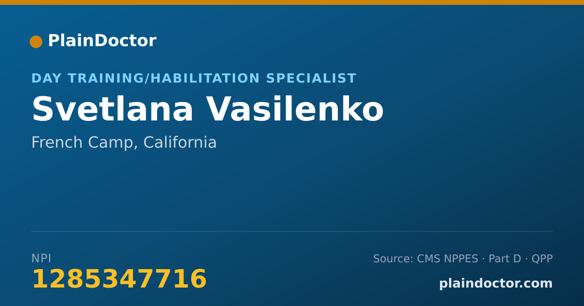 Shareable card for Svetlana Vasilenko - Day Training/Habilitation Specialist, French Camp, CA
