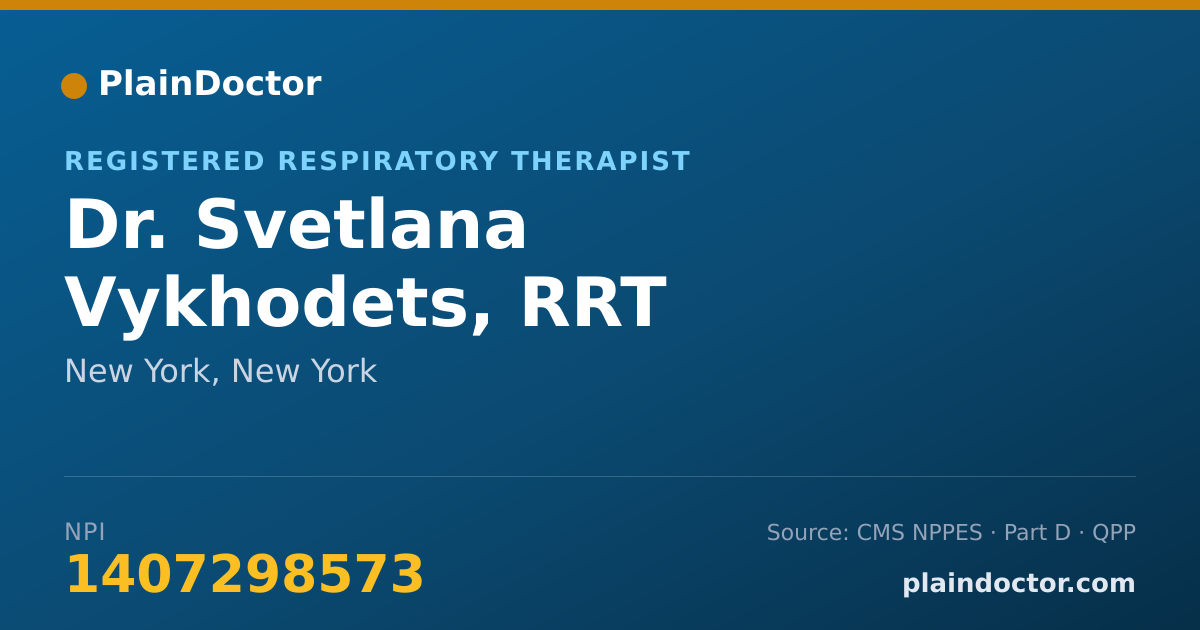 Shareable card for Svetlana Vykhodets, RRT - Registered Respiratory Therapist, New York, NY