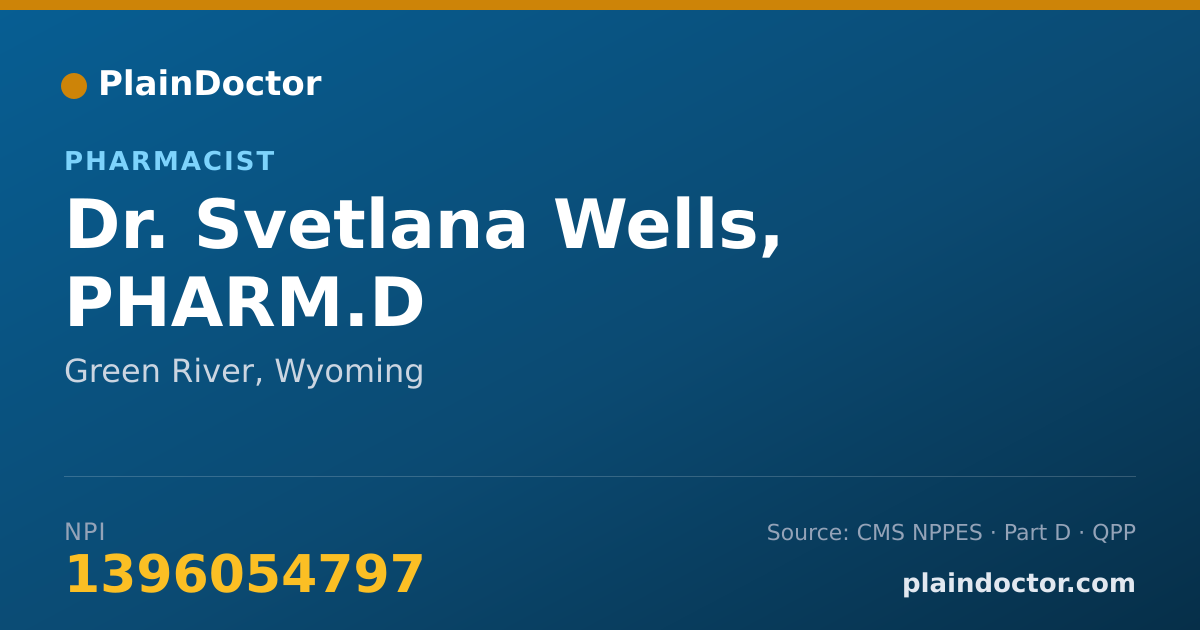 Shareable card for Svetlana Wells, PHARM.D - Pharmacist, Green River, WY
