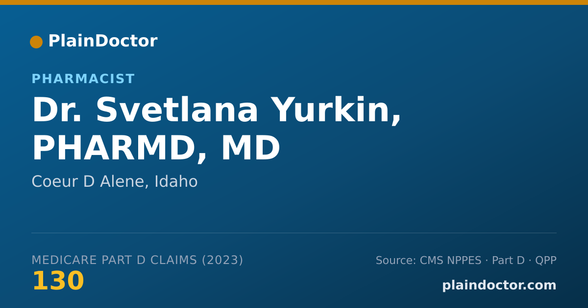 Shareable card for Svetlana Yurkin, PHARMD, MD - Pharmacist, Coeur D Alene, ID