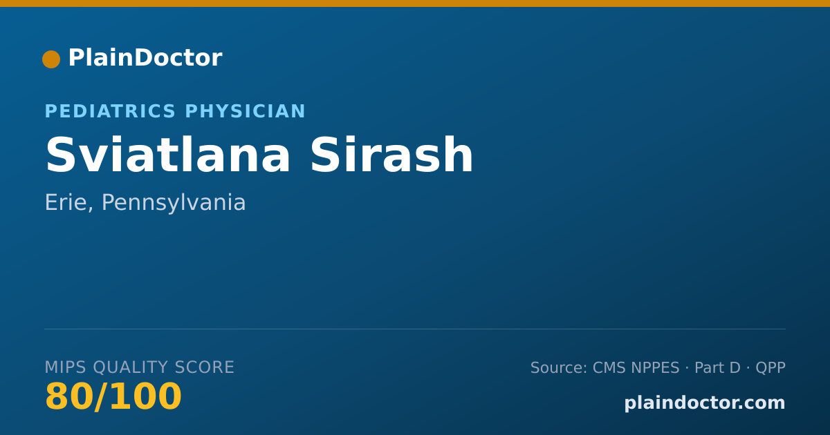 Shareable card for Sviatlana Sirash - Pediatrics Physician, Erie, PA