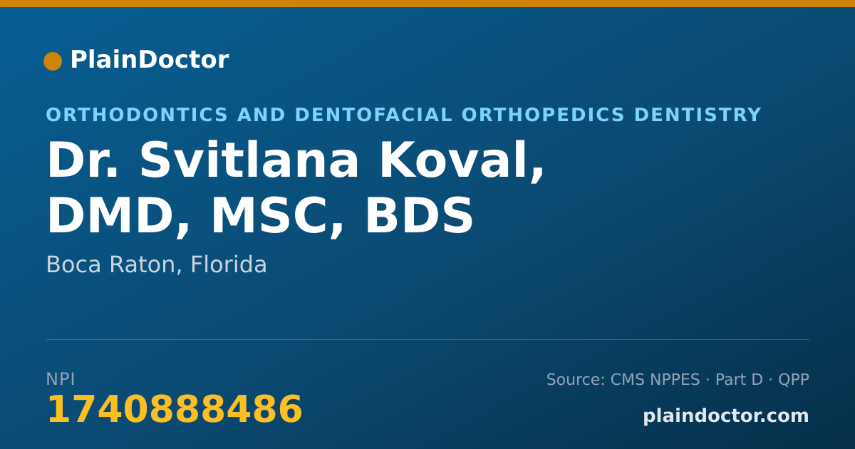 Shareable card for Svitlana Koval, DMD, MSC, BDS - Orthodontics and Dentofacial Orthopedics Dentistry, Boca Raton, FL
