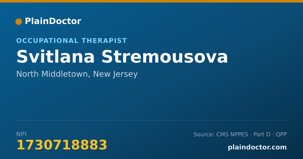 Shareable card for Svitlana Stremousova - Occupational Therapist, North Middletown, NJ