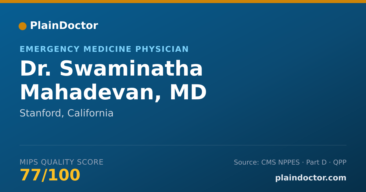 Shareable card for Swaminatha Mahadevan, MD - Emergency Medicine Physician, Stanford, CA