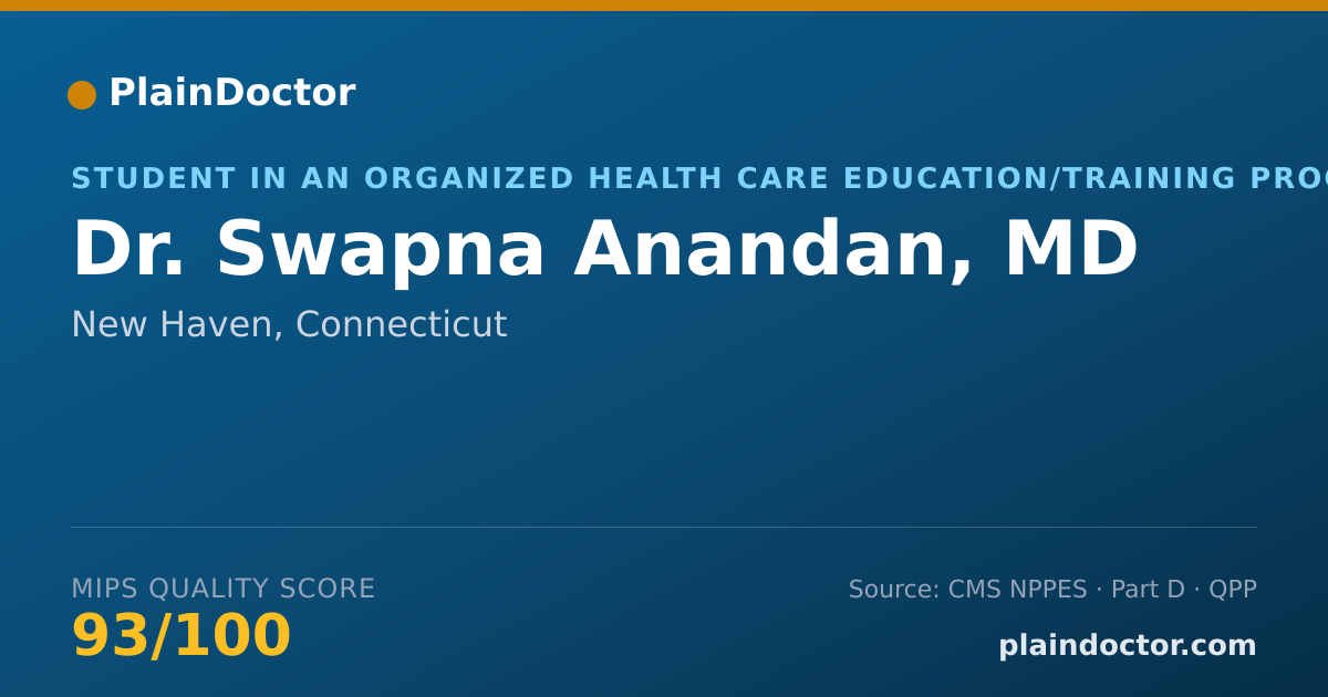 Shareable card for Swapna Anandan, MD - Student in an Organized Health Care Education/Training Program, New Haven, CT