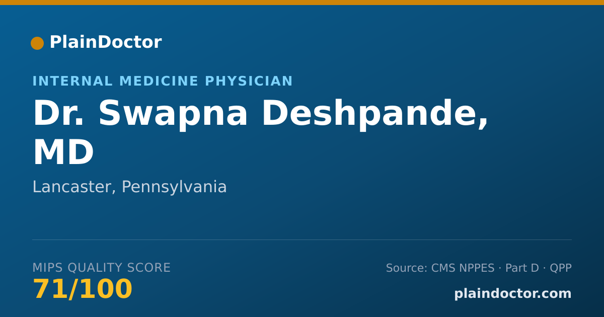 Shareable card for Swapna Deshpande, MD - Internal Medicine Physician, Lancaster, PA