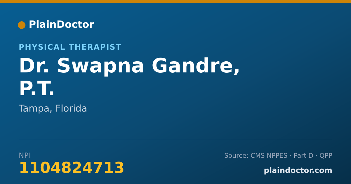 Shareable card for Swapna Gandre, P.T. - Physical Therapist, Tampa, FL
