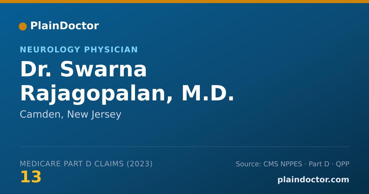 Shareable card for Swarna Rajagopalan, M.D. - Neurology Physician, Camden, NJ