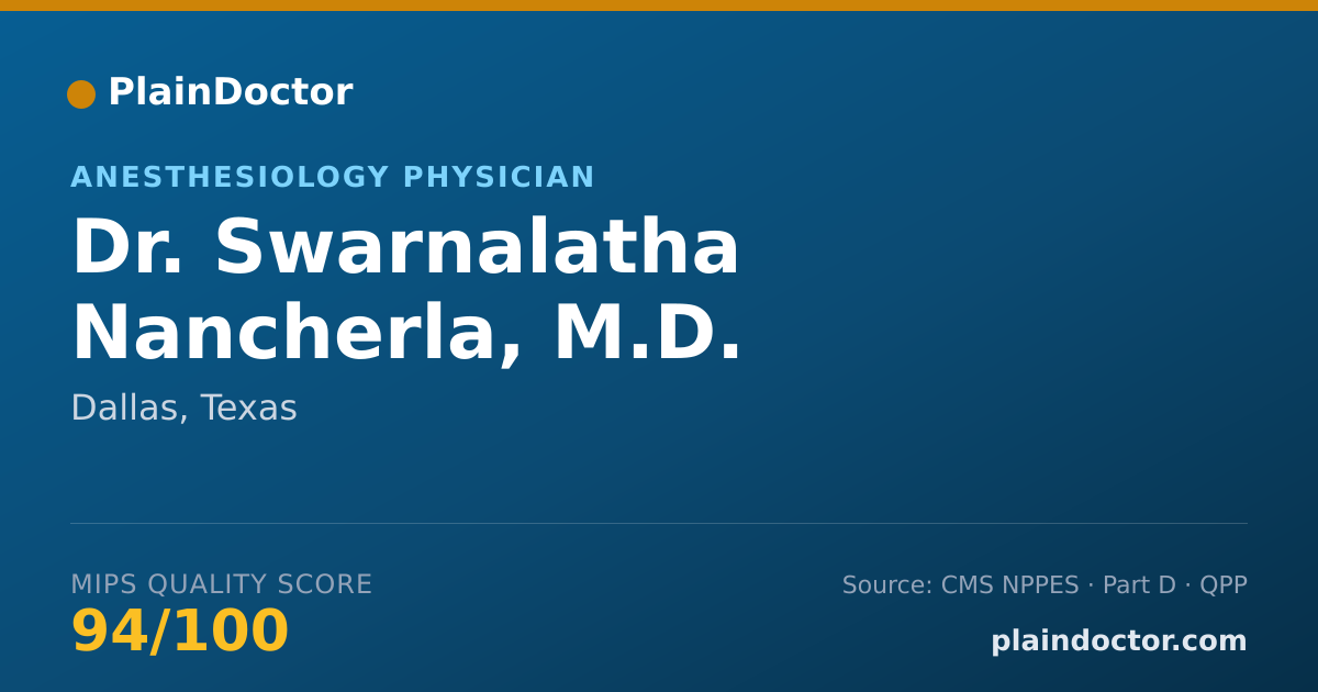 Shareable card for Swarnalatha Nancherla, M.D. - Anesthesiology Physician, Dallas, TX