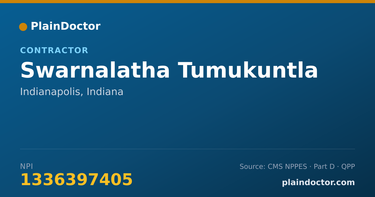 Shareable card for Swarnalatha Tumukuntla - Contractor, Indianapolis, IN