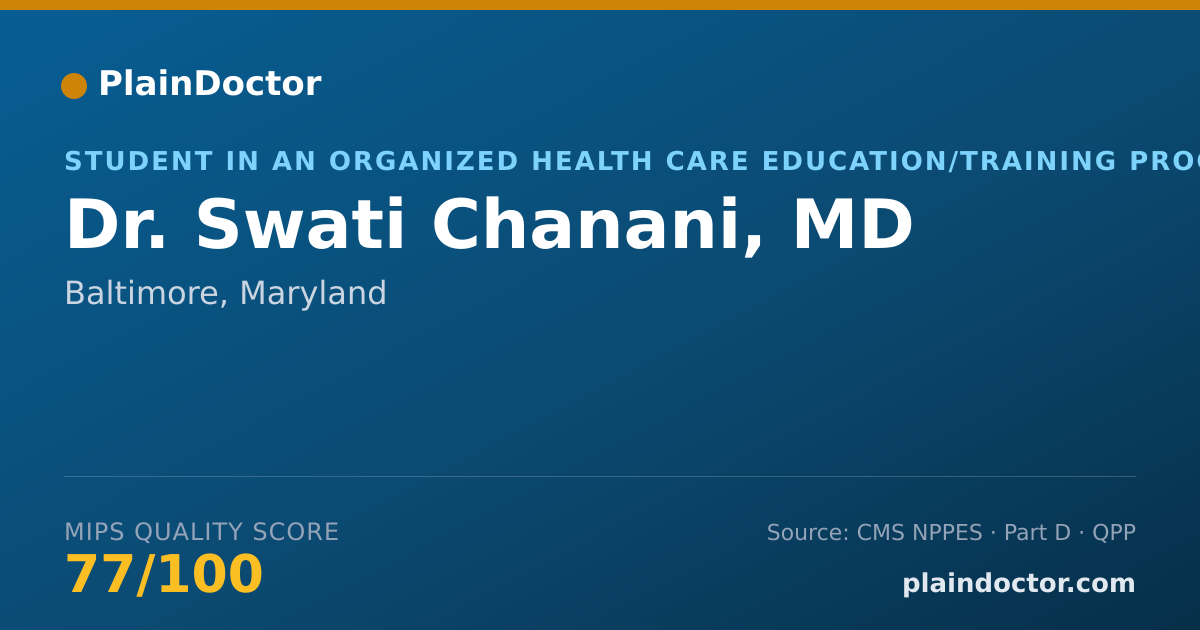Shareable card for Swati Chanani, MD - Student in an Organized Health Care Education/Training Program, Baltimore, MD