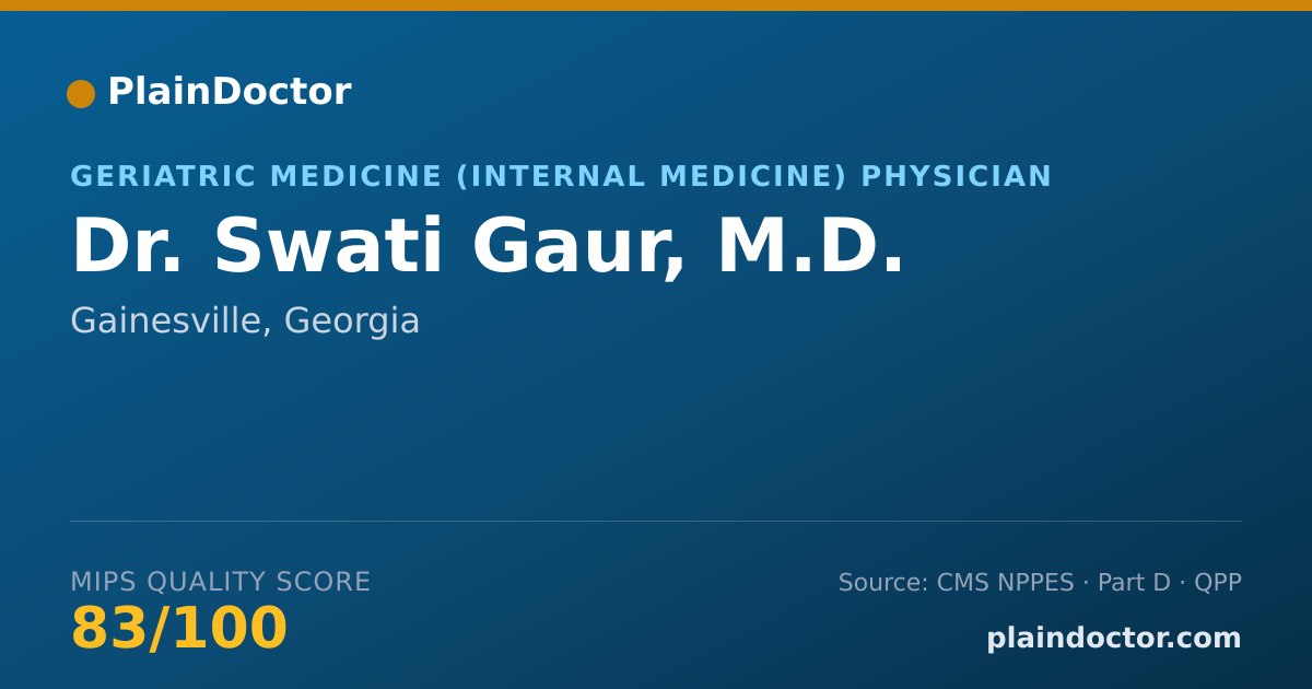 Shareable card for Swati Gaur, M.D. - Geriatric Medicine (Internal Medicine) Physician, Gainesville, GA