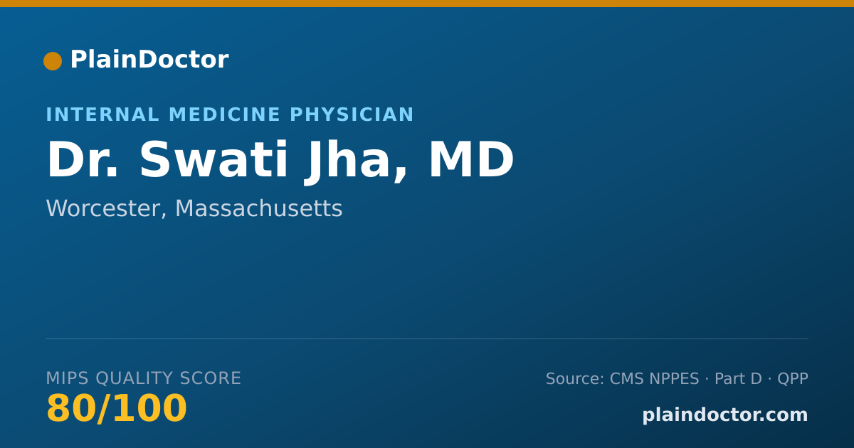 Shareable card for Swati Jha, MD - Internal Medicine Physician, Worcester, MA