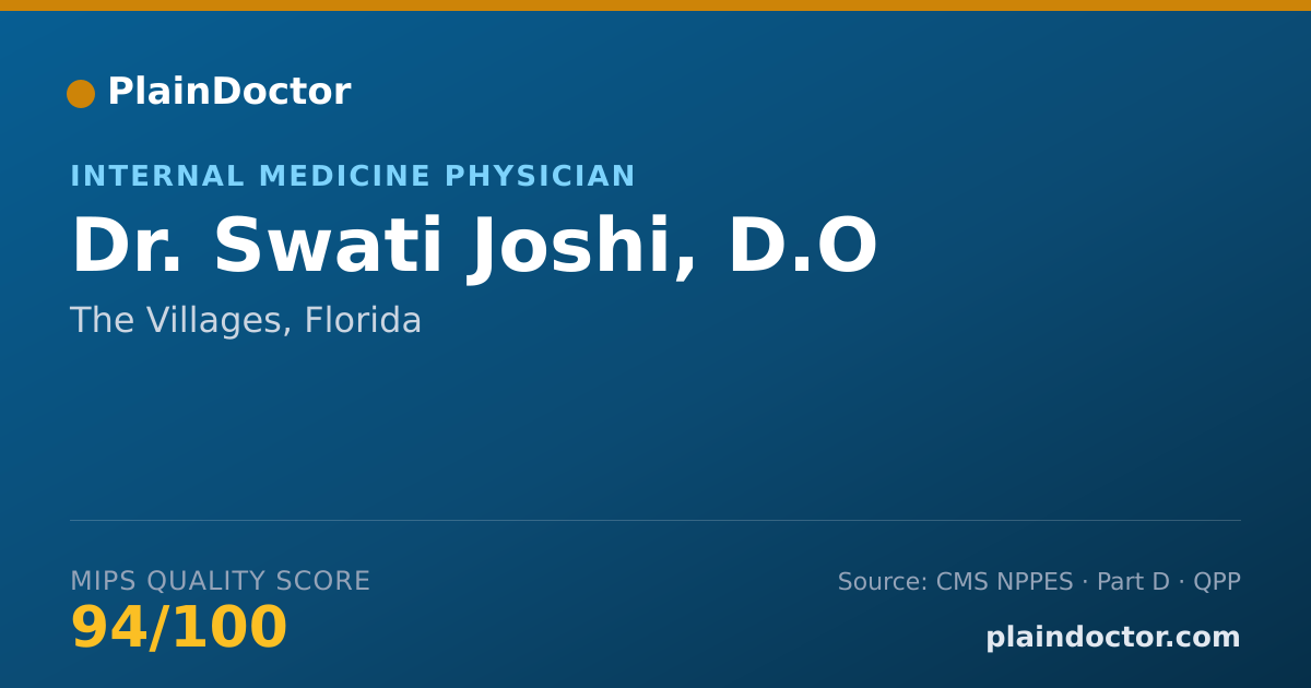 Shareable card for Swati Joshi, D.O - Internal Medicine Physician, The Villages, FL