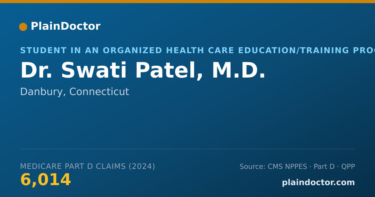 Shareable card for Swati Patel, M.D. - Student in an Organized Health Care Education/Training Program, Danbury, CT