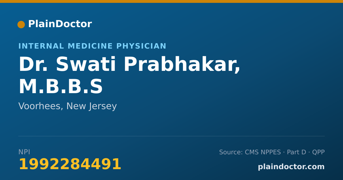 Shareable card for Swati Prabhakar, M.B.B.S - Internal Medicine Physician, Voorhees, NJ