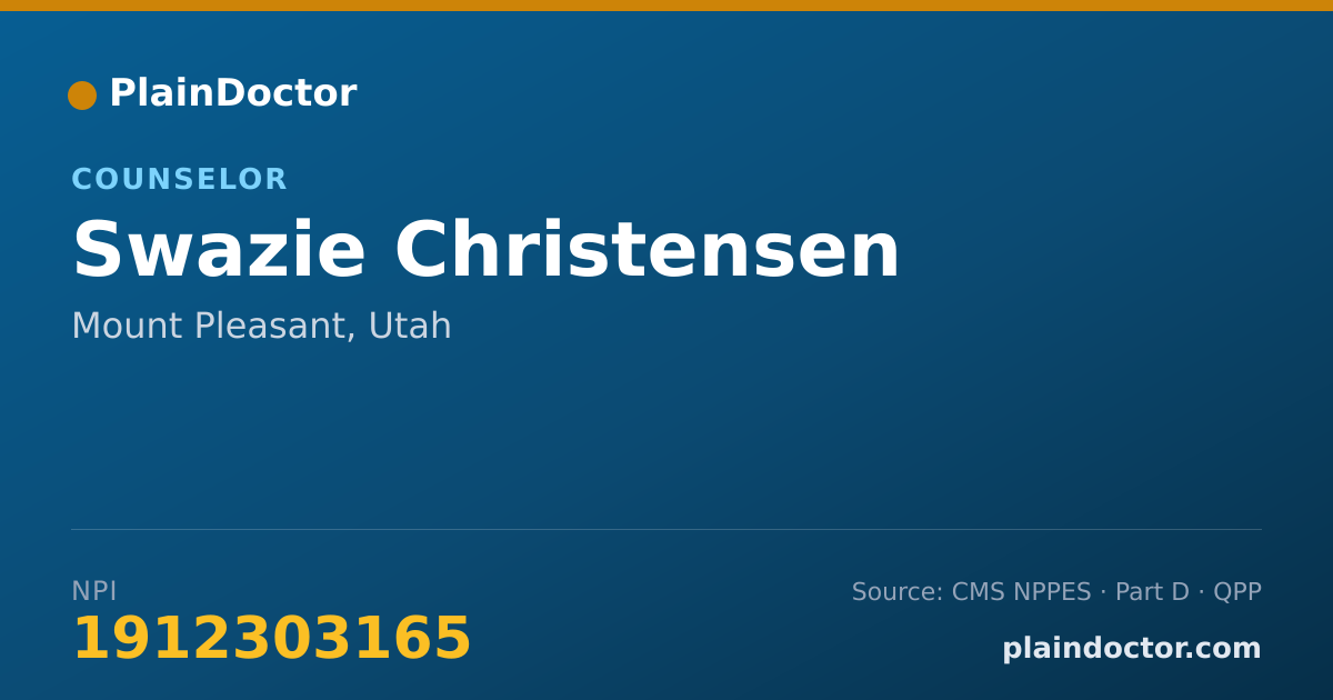 Shareable card for Swazie Christensen - Counselor, Mount Pleasant, UT