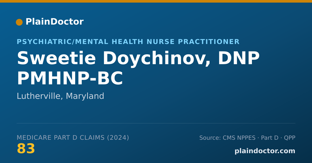Shareable card for Sweetie Doychinov, DNP PMHNP-BC - Psychiatric/Mental Health Nurse Practitioner, Lutherville, MD