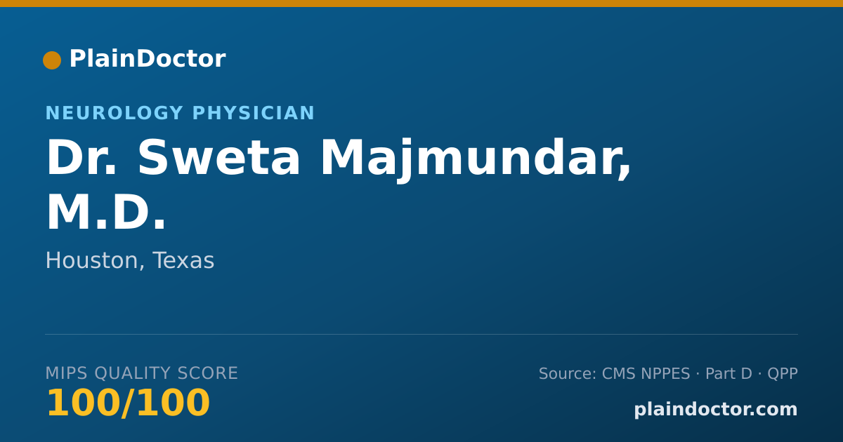 Shareable card for Sweta Majmundar, M.D. - Neurology Physician, Houston, TX