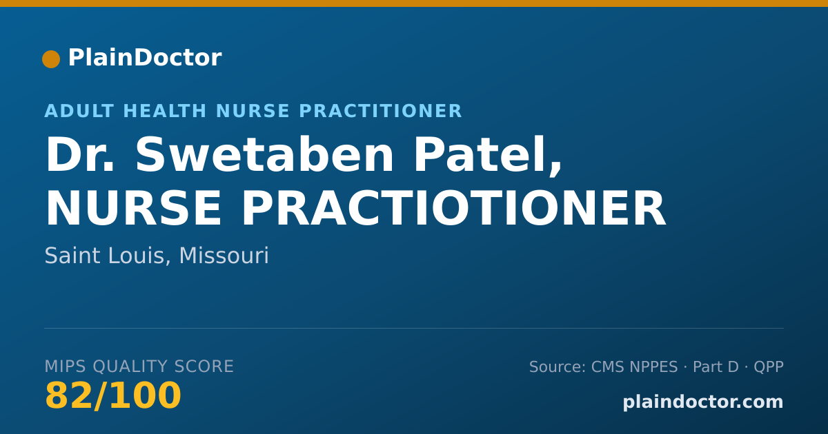 Shareable card for Swetaben Patel, NURSE PRACTIOTIONER - Adult Health Nurse Practitioner, Saint Louis, MO