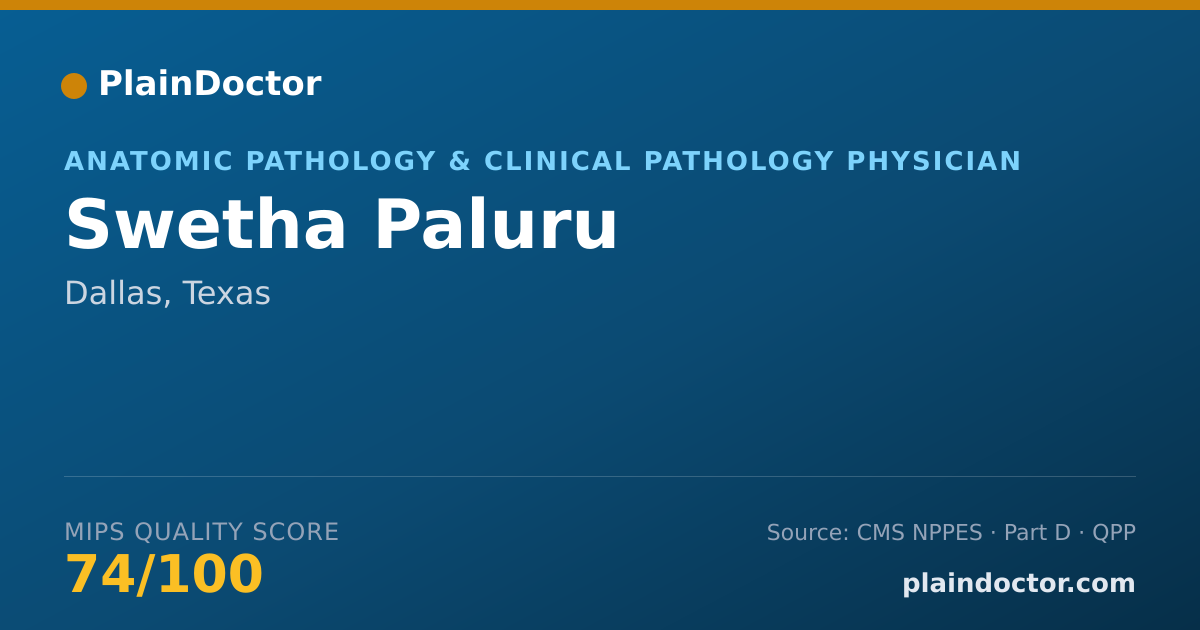 Shareable card for Swetha Paluru - Anatomic Pathology & Clinical Pathology Physician, Dallas, TX