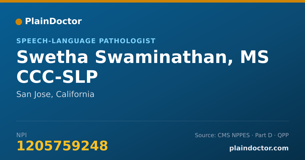 Shareable card for Swetha Swaminathan, MS CCC-SLP - Speech-Language Pathologist, San Jose, CA
