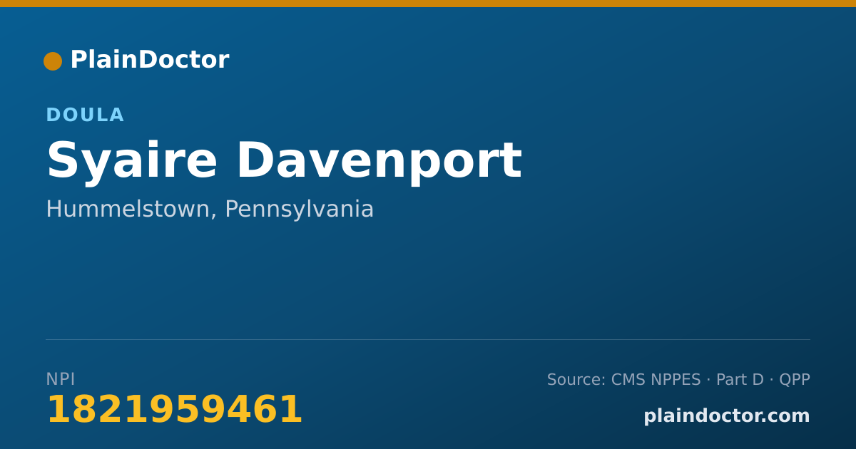 Shareable card for Syaire Davenport - Doula, Hummelstown, PA