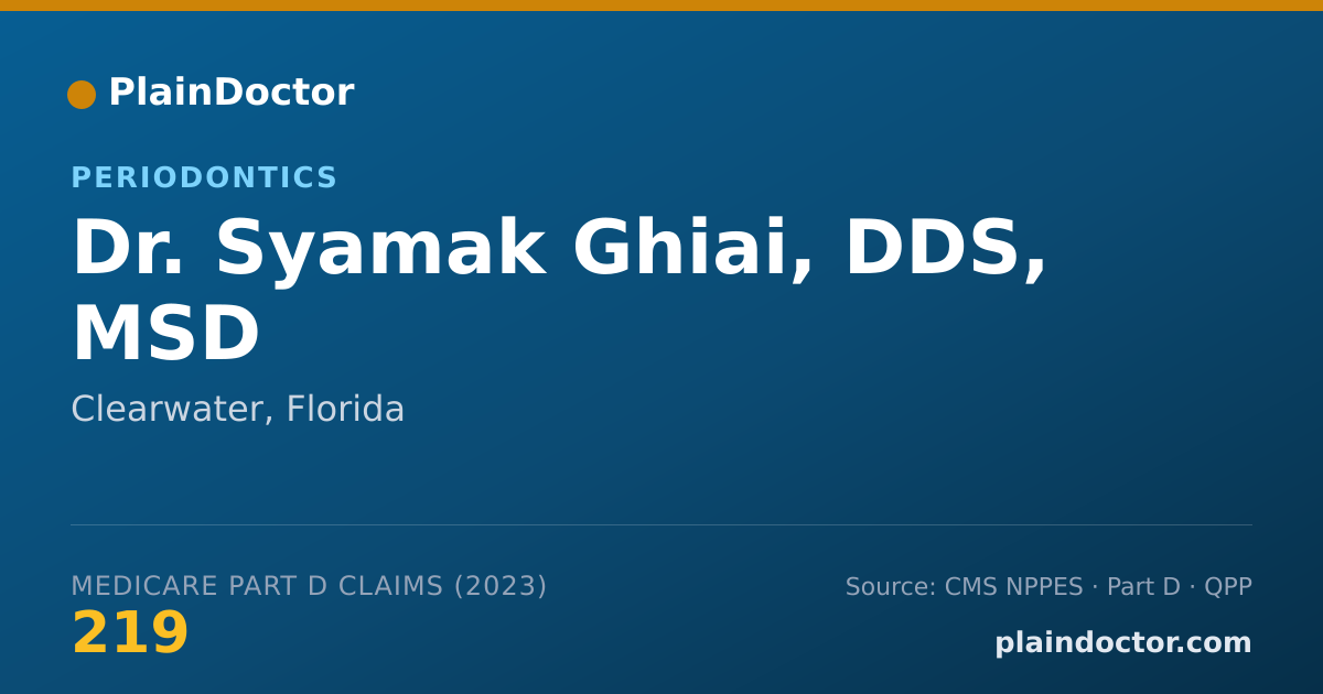 Shareable card for Syamak Ghiai, DDS, MSD - Periodontics, Clearwater, FL
