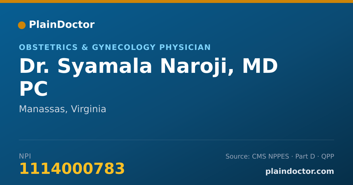 Shareable card for Syamala Naroji, MD PC - Obstetrics & Gynecology Physician, Manassas, VA
