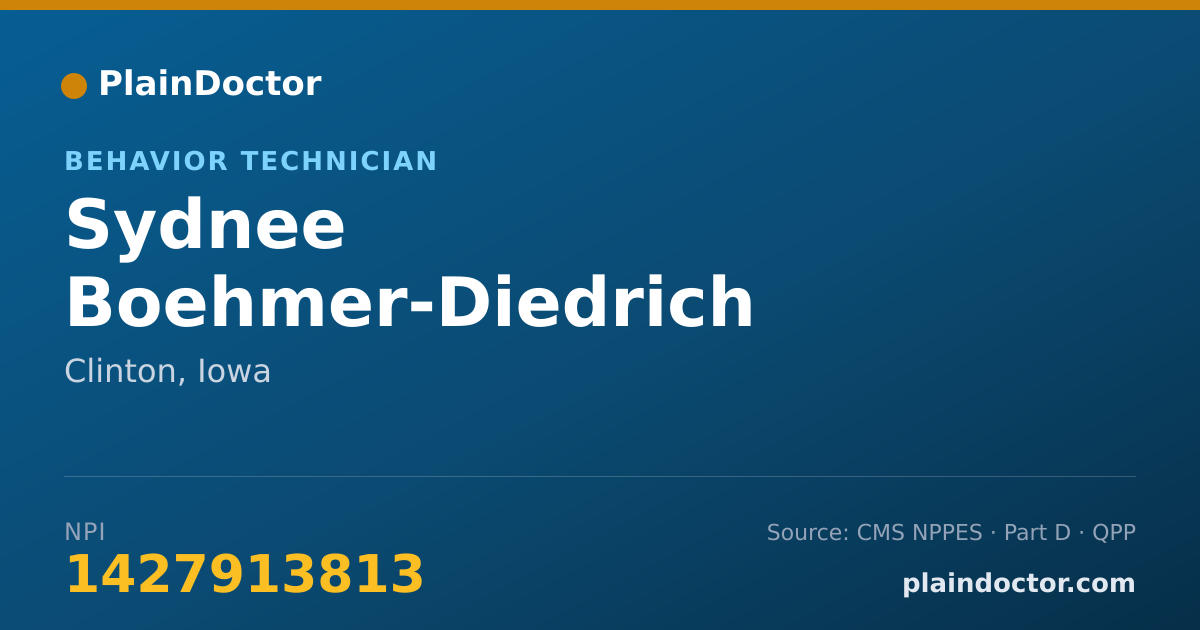 Shareable card for Sydnee Boehmer-Diedrich - Behavior Technician, Clinton, IA