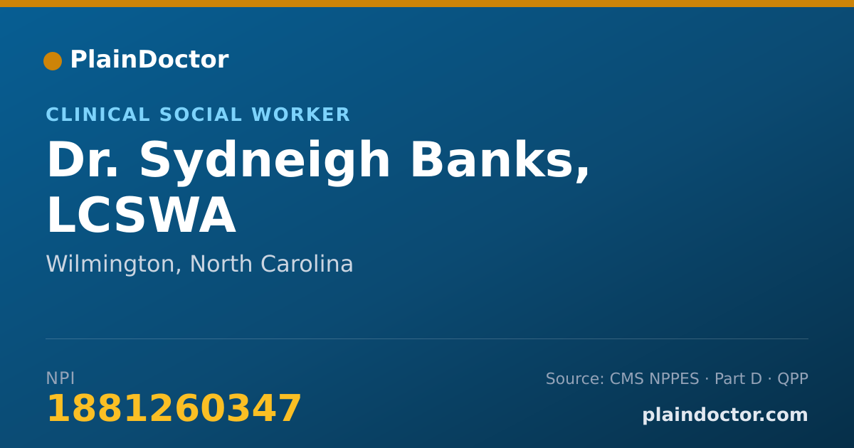 Shareable card for Sydneigh Banks, LCSWA - Clinical Social Worker, Wilmington, NC