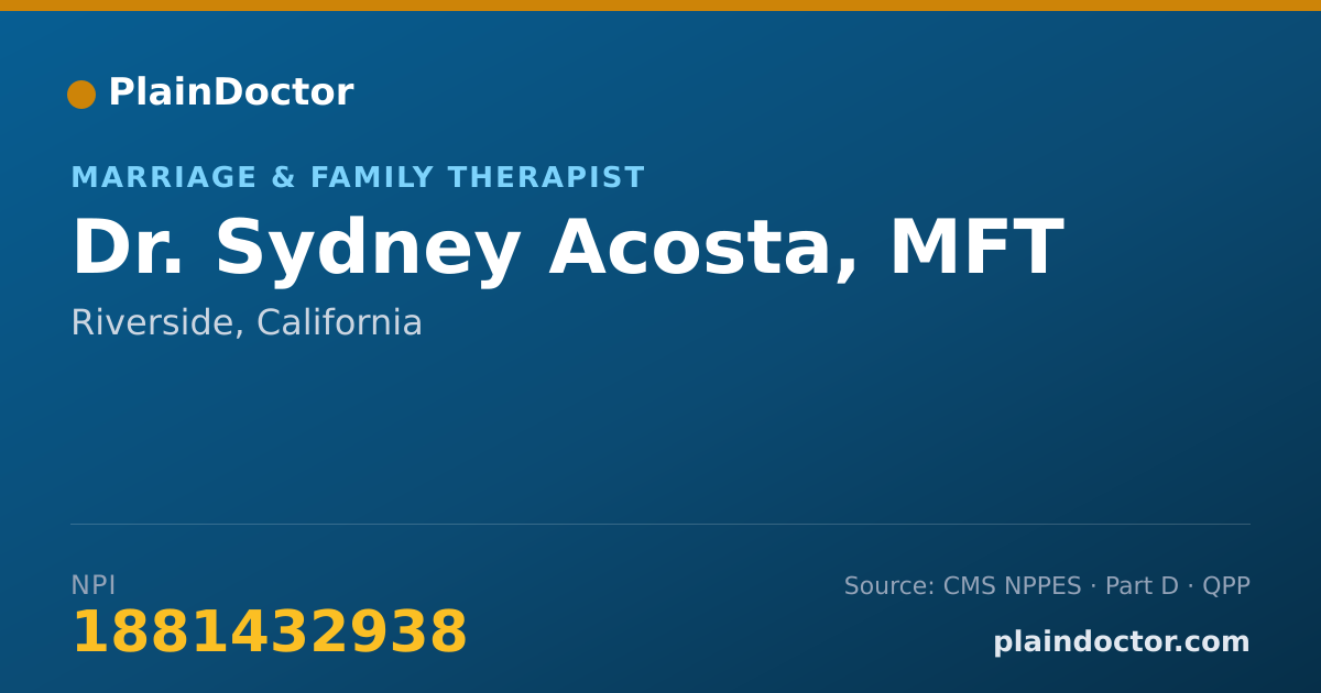 Shareable card for Sydney Acosta, MFT - Marriage & Family Therapist, Riverside, CA