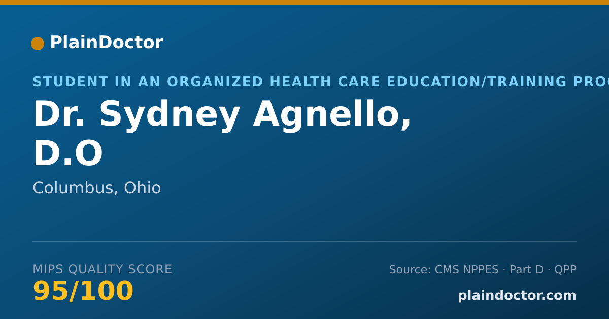 Shareable card for Sydney Agnello, D.O - Student in an Organized Health Care Education/Training Program, Columbus, OH