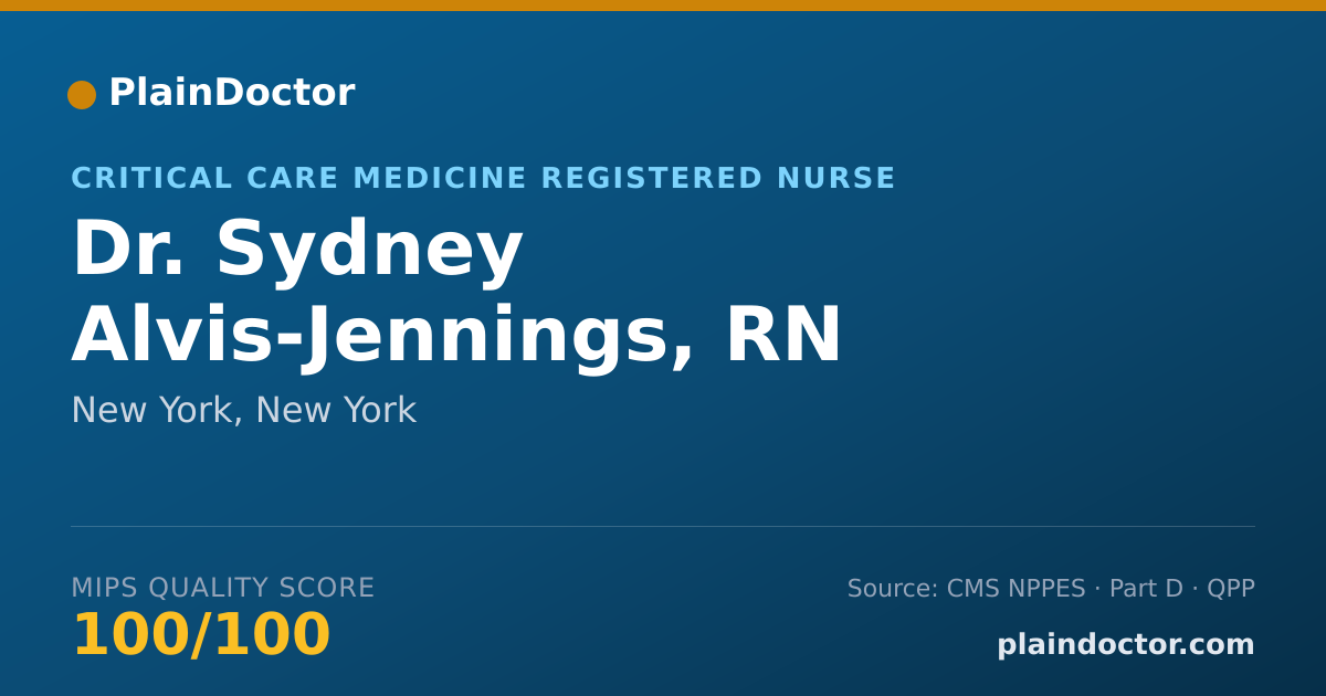 Shareable card for Sydney Alvis-Jennings, RN - Critical Care Medicine Registered Nurse, New York, NY