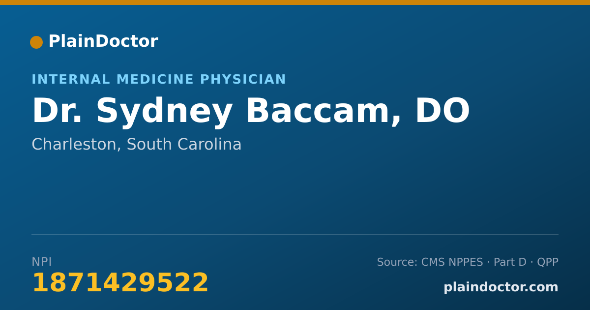 Shareable card for Sydney Baccam, DO - Internal Medicine Physician, Charleston, SC