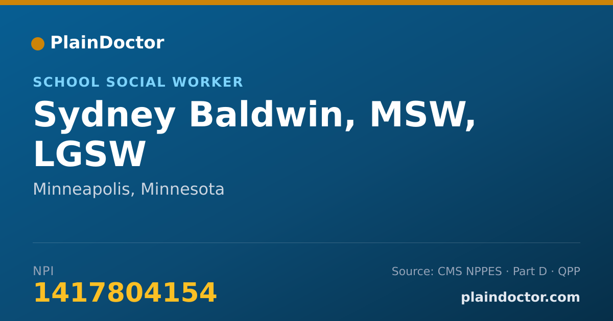 Shareable card for Sydney Baldwin, MSW, LGSW - School Social Worker, Minneapolis, MN